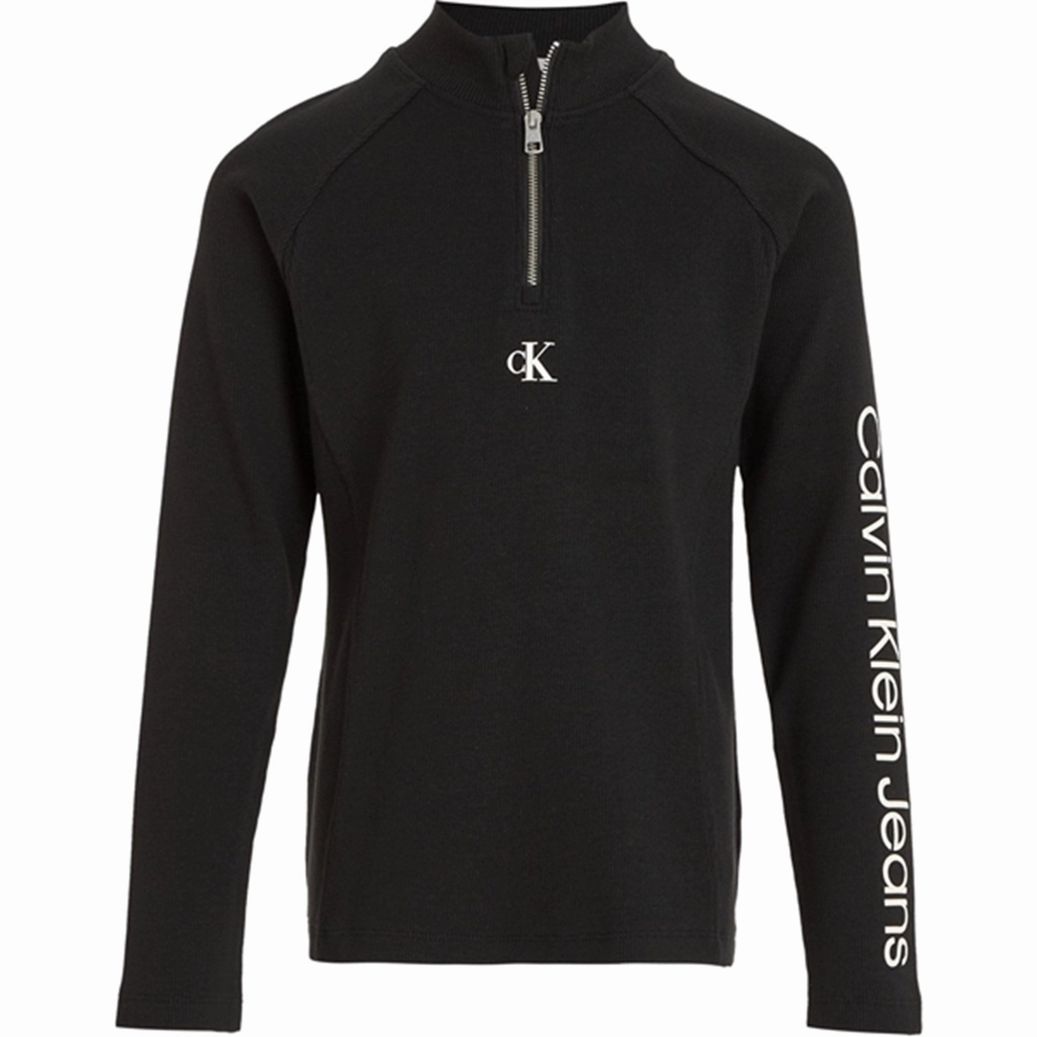 Signature Calvin Klein Hero Logo Rib Zip Up Ls Blouse Ck Black Creative