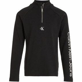 Regal Calvin Klein Hero Logo Rib Zip Up Ls Blouse Ck Black Impeccable