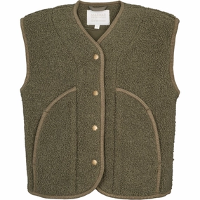 Relaxed MarMar Bonded Teddy Olive Leaf Jolly Fleece Vest Casual