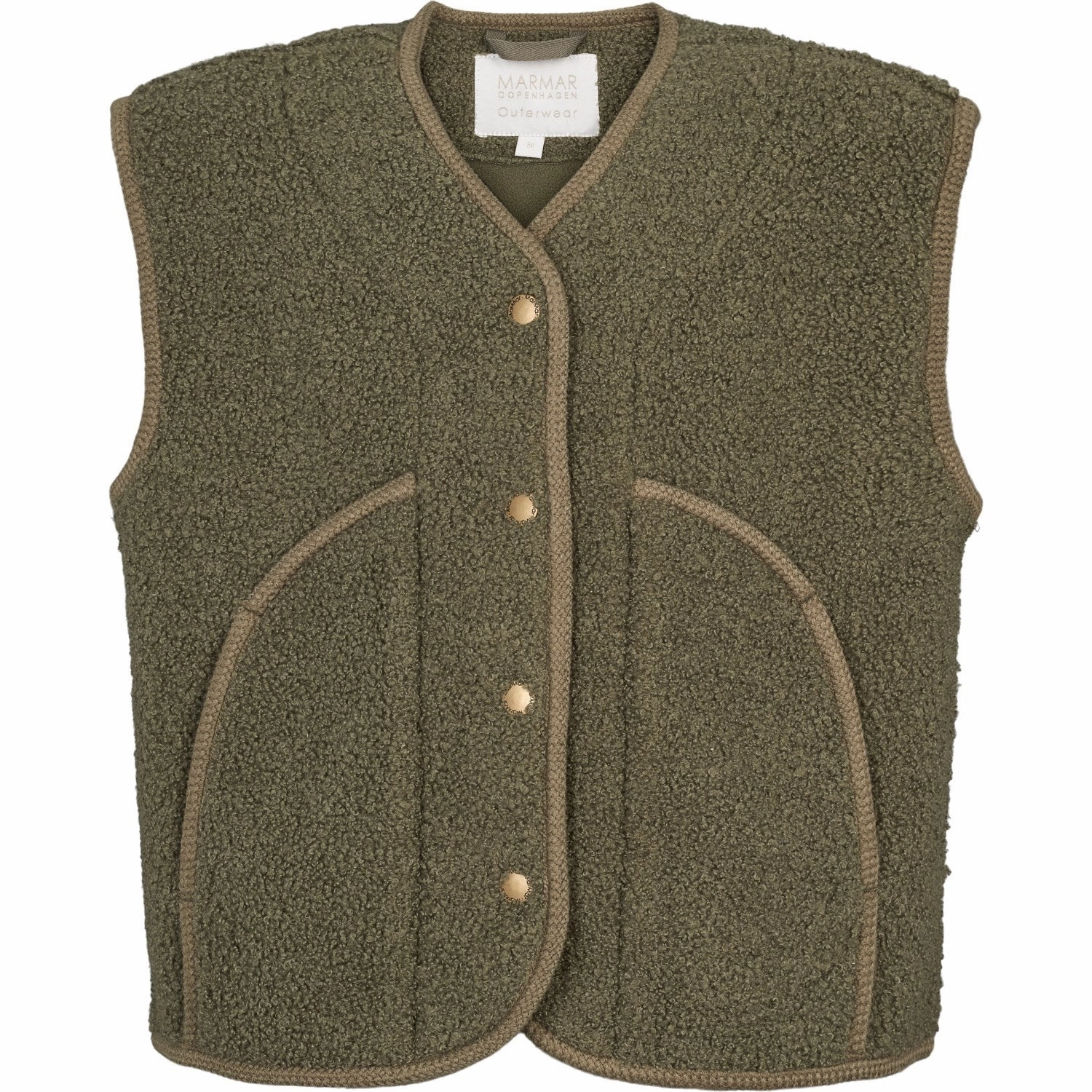 Relaxed MarMar Bonded Teddy Olive Leaf Jolly Fleece Vest Casual