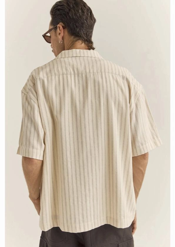 Relaxed Stripe Short Sleeve Shirt Natural sale food