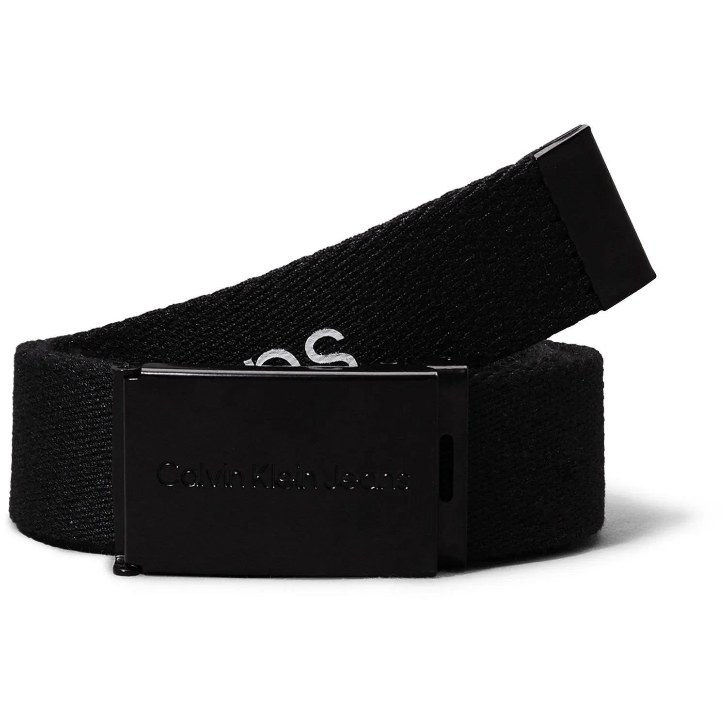 Renowned Calvin Klein Ck Black Canvas Logo Metallic Buckle Belt Legendary