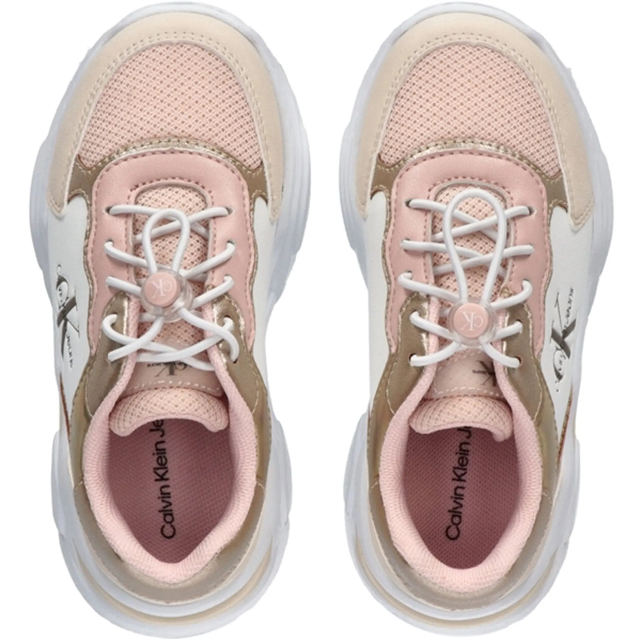 Premium Calvin Klein Low Cut Lace-Up Sneakers Beige/Nude/White Aristocratic
