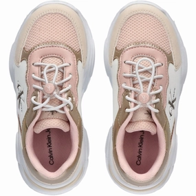 Renowned Calvin Klein Low Cut Lace-Up Sneakers Beige/Nude/White Coveted