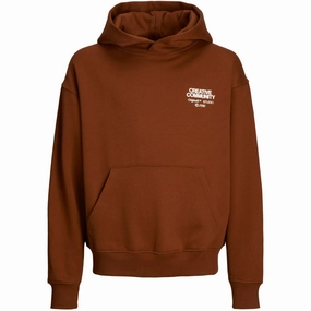 Respected Jack & Jones Junior Brandy Brown Ornoho Back Graphic Sweat Hoodie Cutting-edge