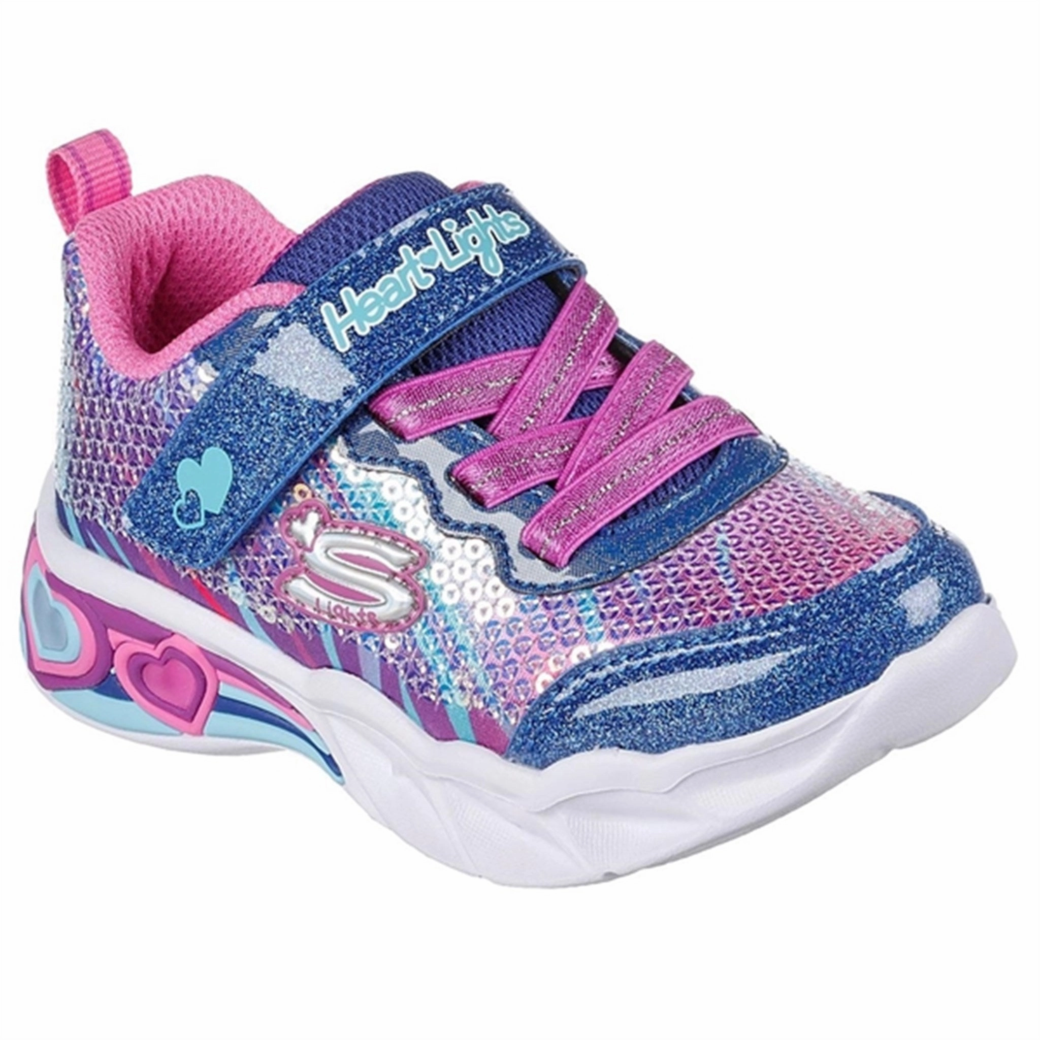 Renowned Skechers S-Lights Heart Lights Sneakers Lets Shine Navy Multicolor Retro