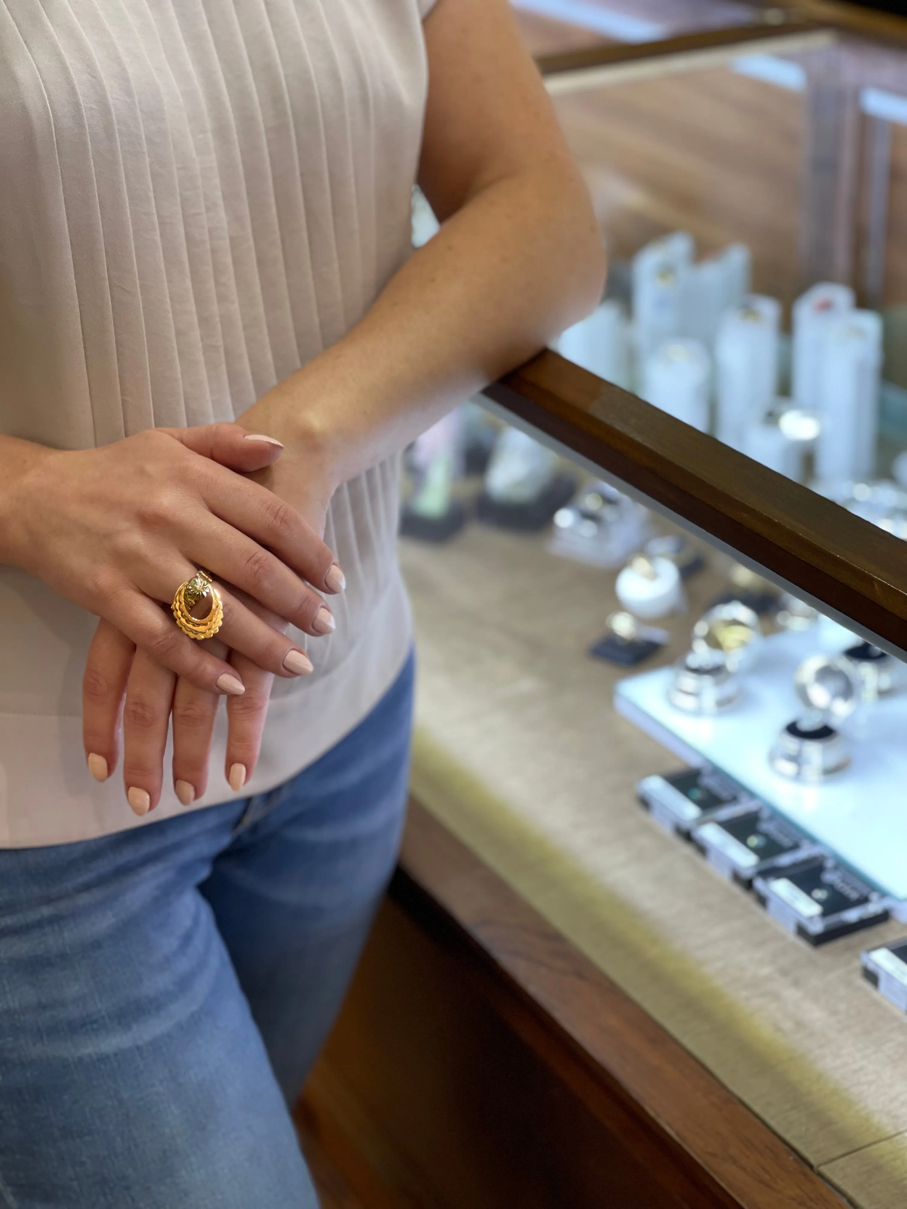 Retro 14K Yellow Gold Spinning Ring