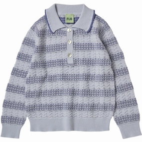 Retro FUB Ice/Dusty Violet Pointelle Polo Print
