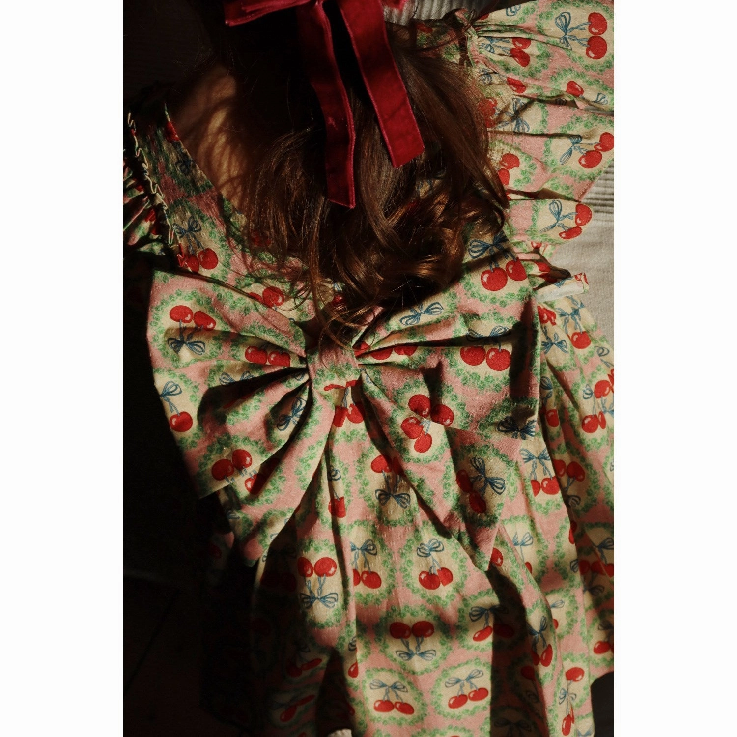 Retro Konges Sljd Cherry Bow Evia Ls Bow Dress Gots