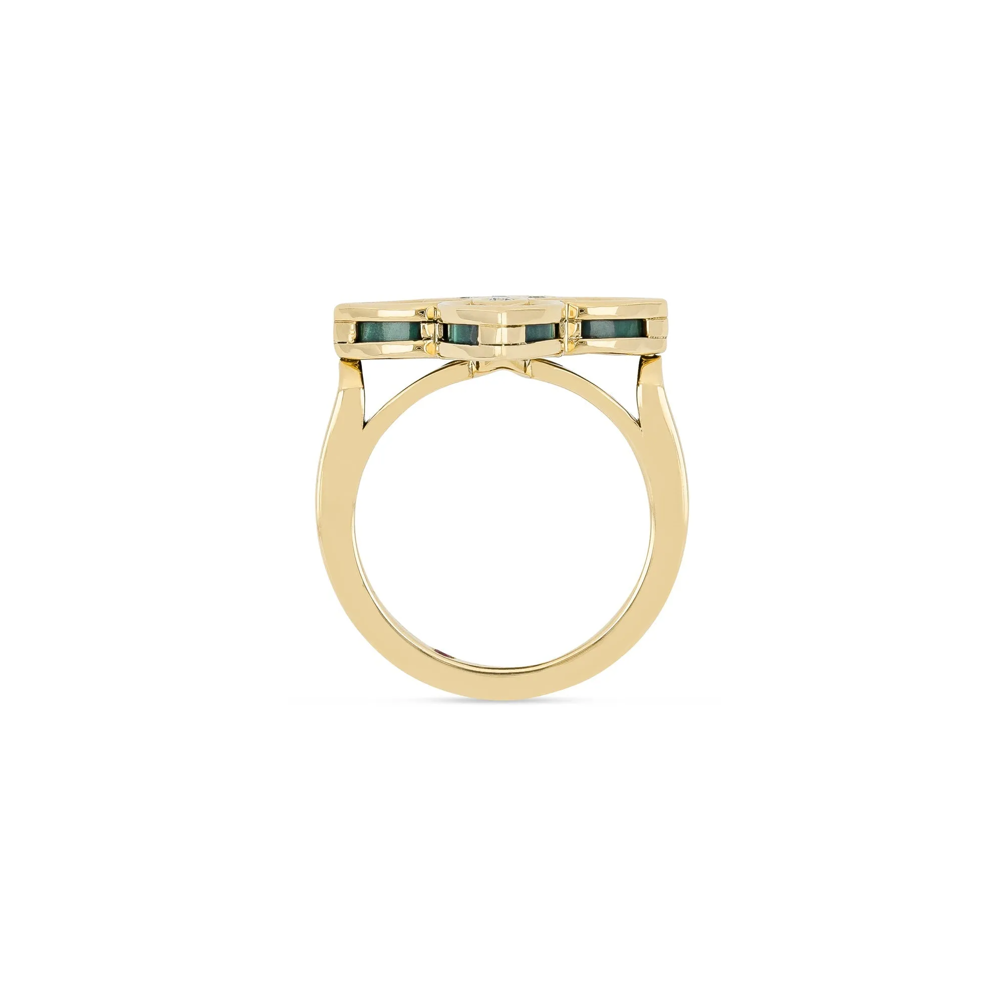 Roberto Coin Venetian Princess 18ct Yellow Gold Diamond Malachite Ring