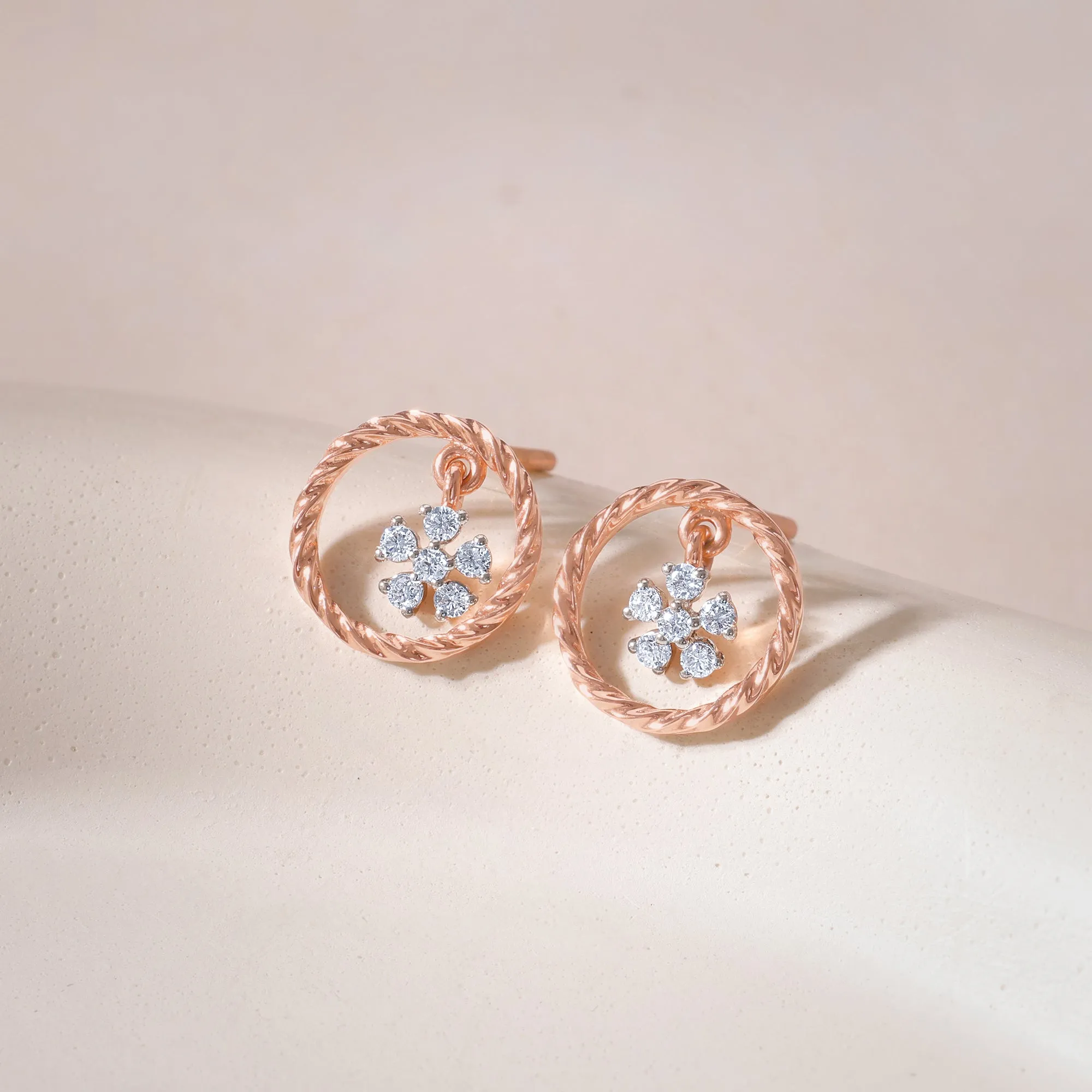 Rose Gold Magnolia Mist Diamond Earrings