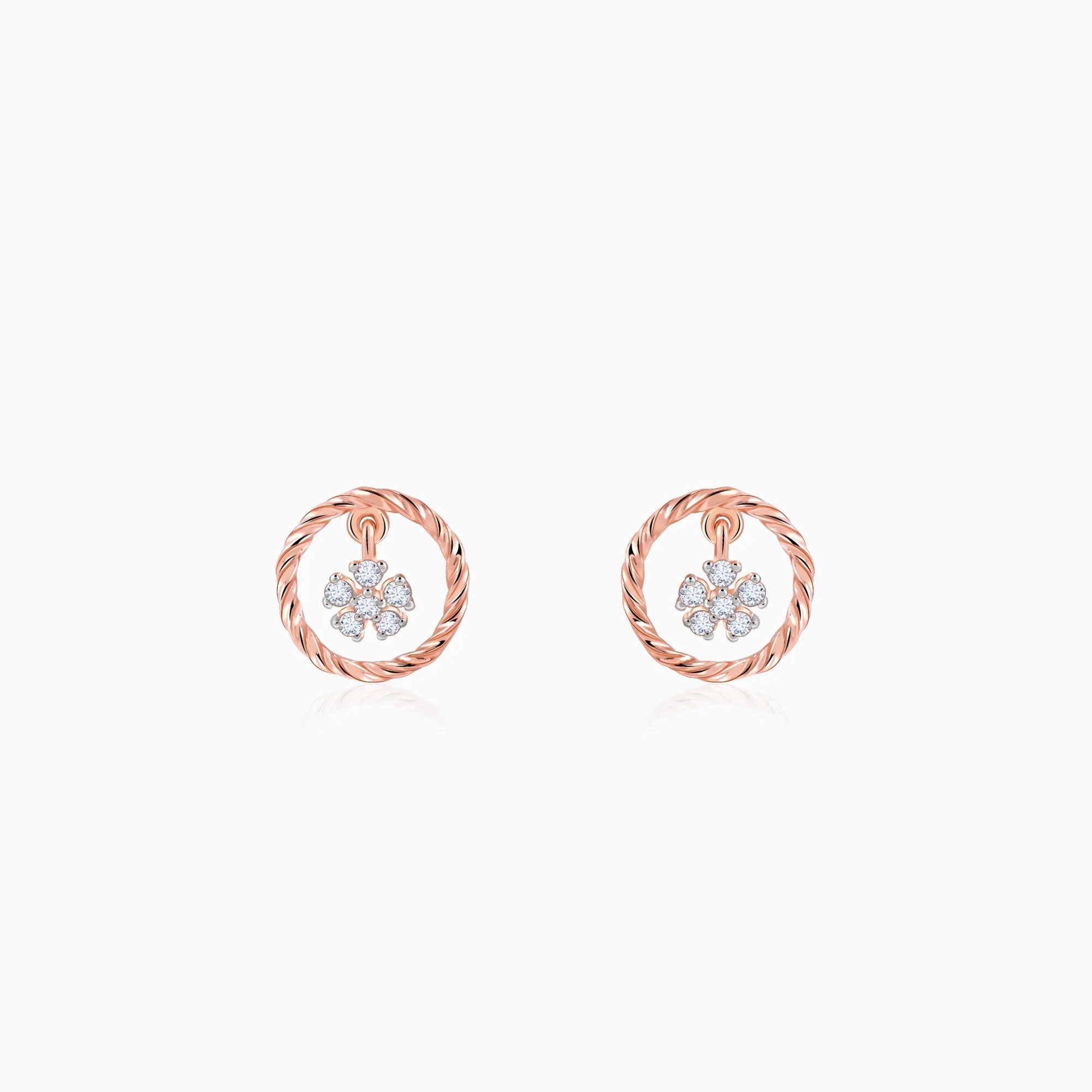 Rose Gold Magnolia Mist Diamond Earrings