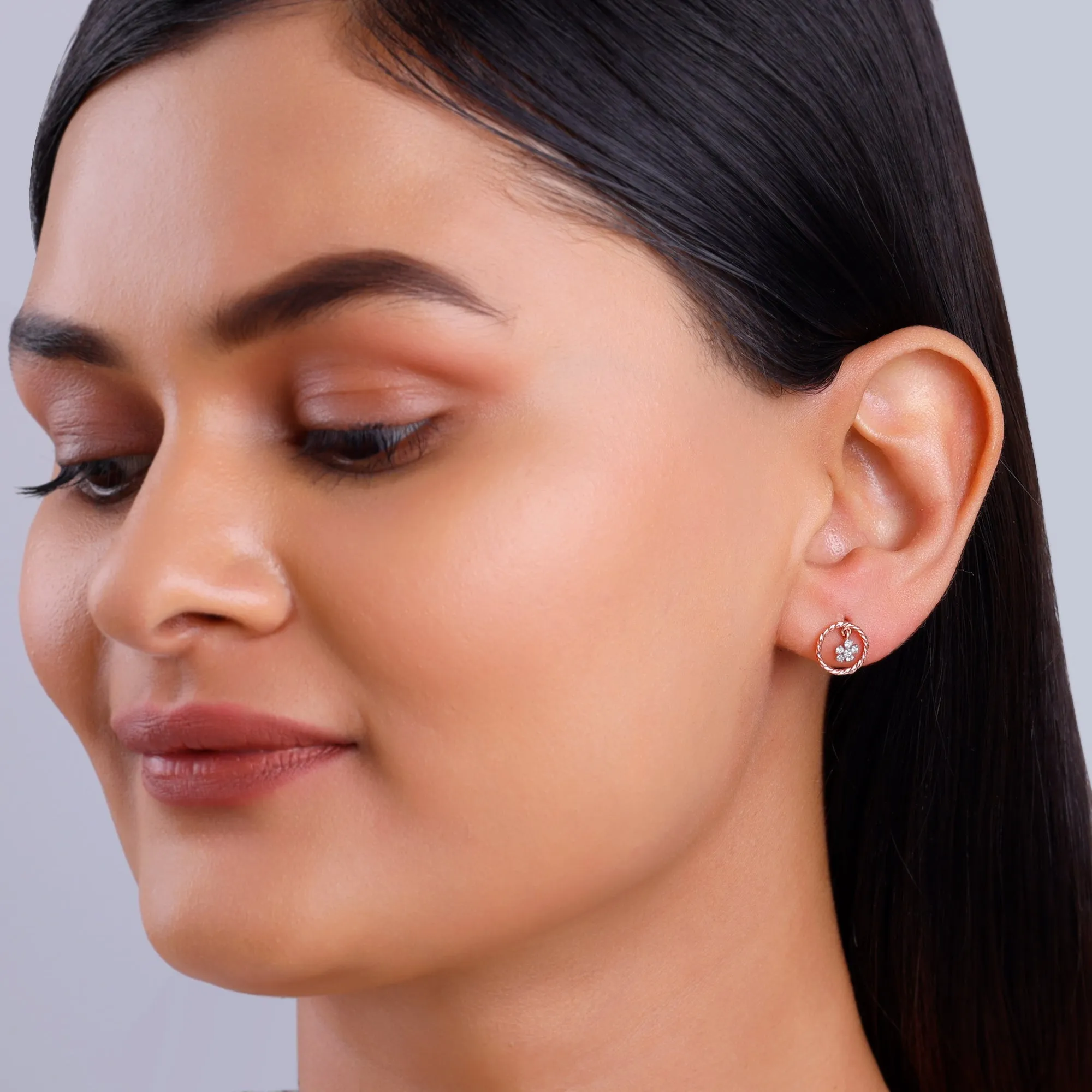 Rose Gold Magnolia Mist Diamond Earrings