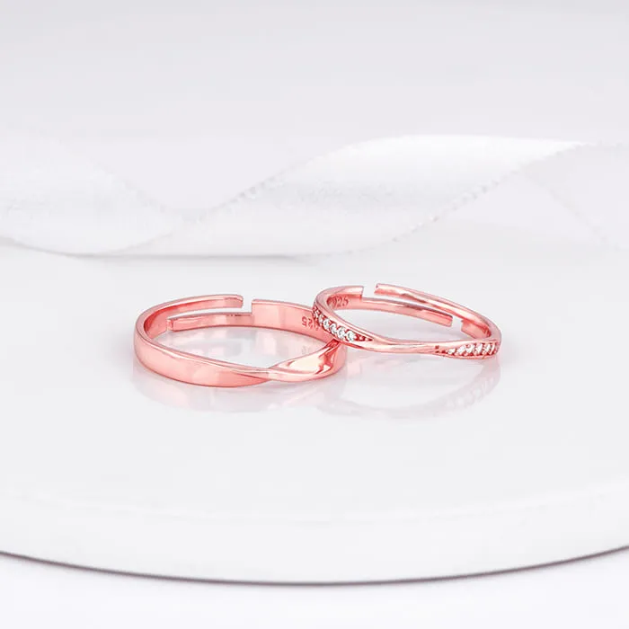 Rose Gold Mobius Couple Rings