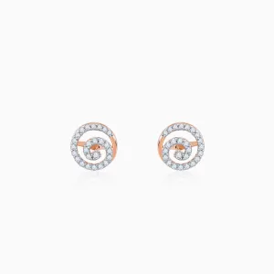 Rose Gold Sparkling Swirl Diamond Studs