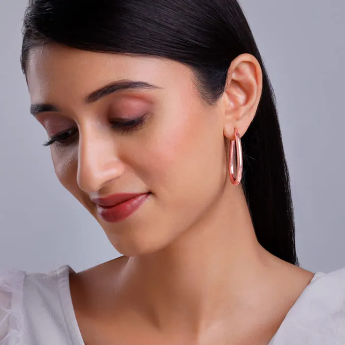 Rose Gold Tapered Hoop Earrings