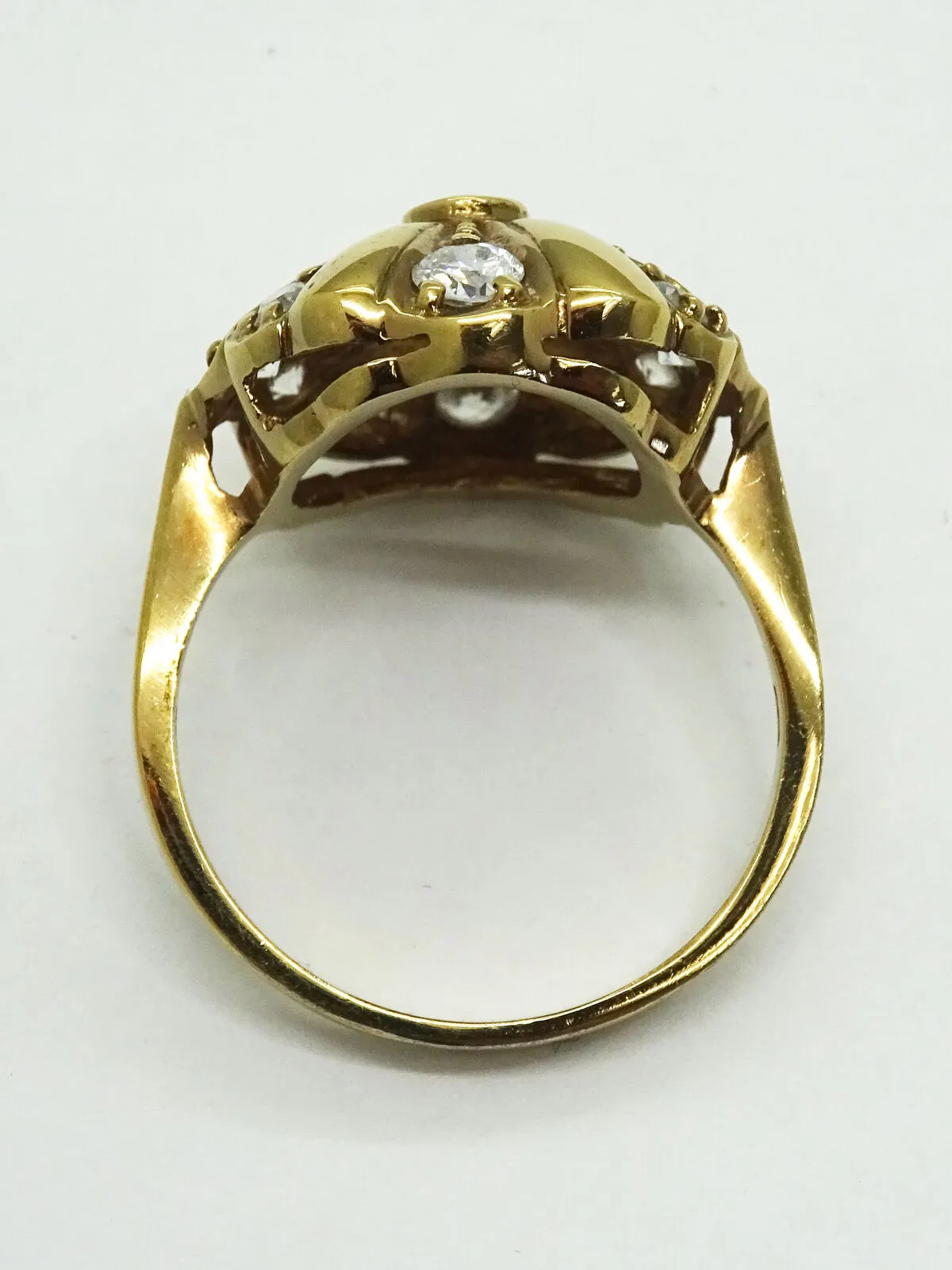 Round CZ Dome Vermeil Ring Sterling Silver Size 8.5