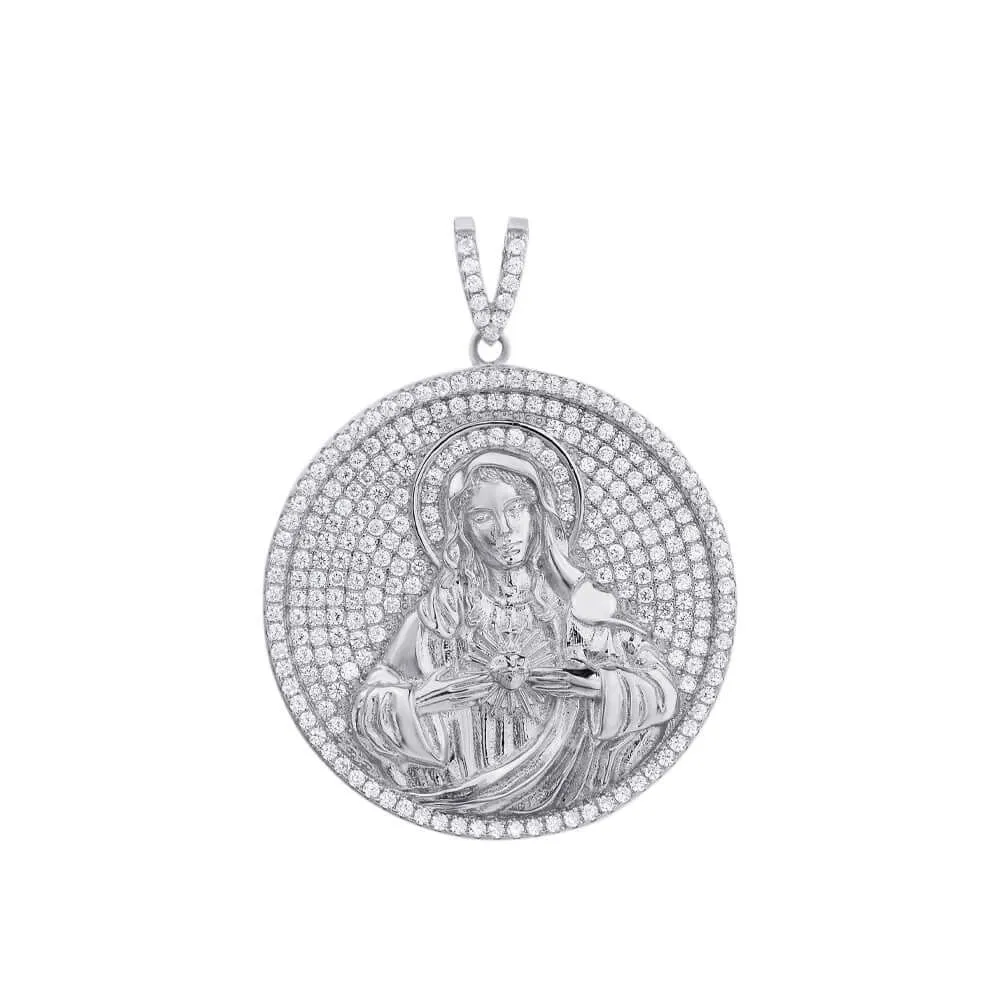 Round Virgin Mary Medal Micro-pav?? Virgencita Necklace