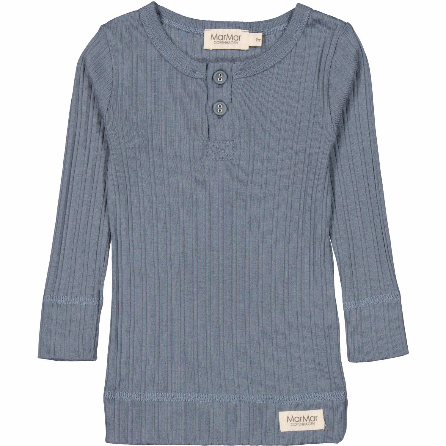 Ruffle MarMar Modal Broad Rib Stormy Blue Blouse
