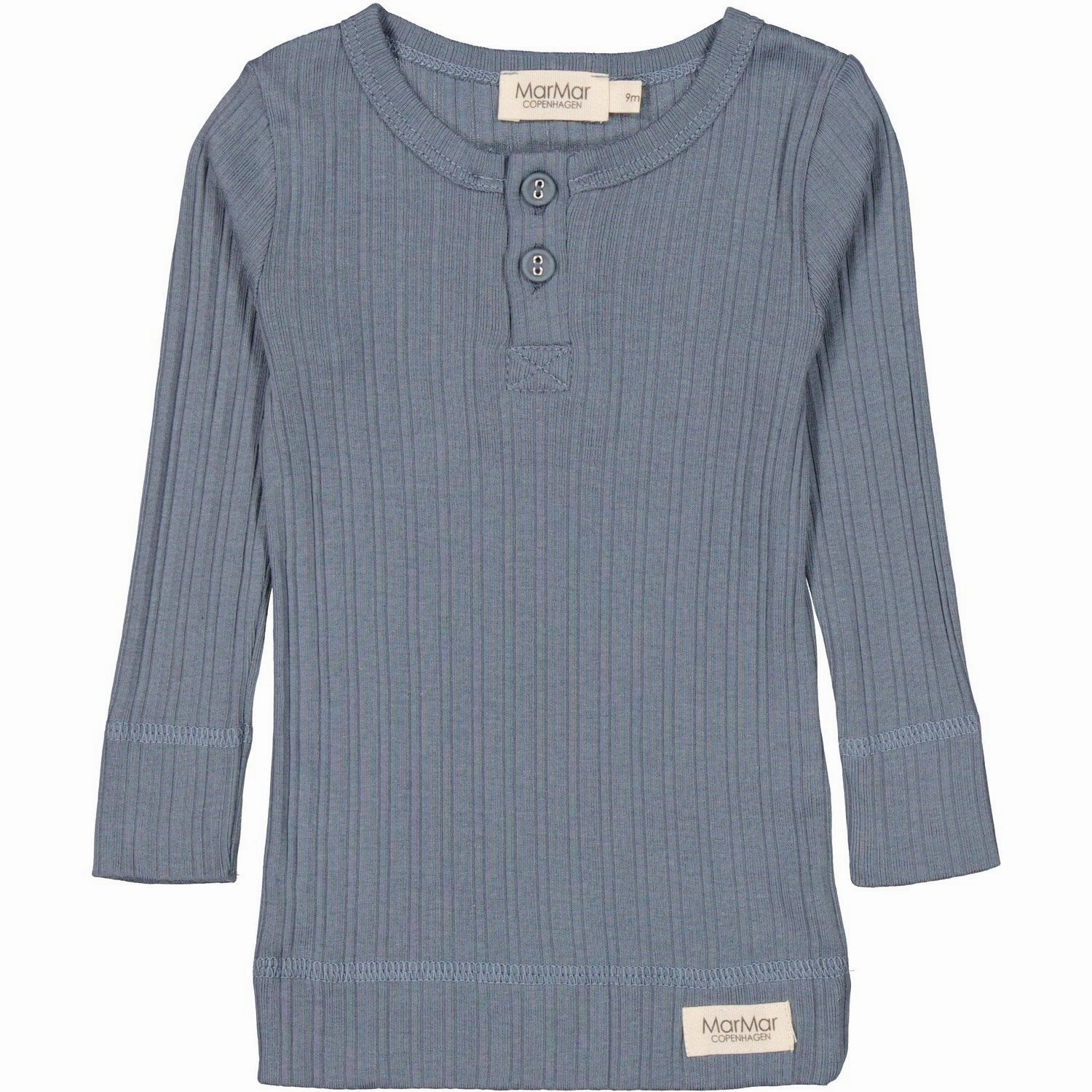 Ruffle MarMar Modal Broad Rib Stormy Blue Blouse