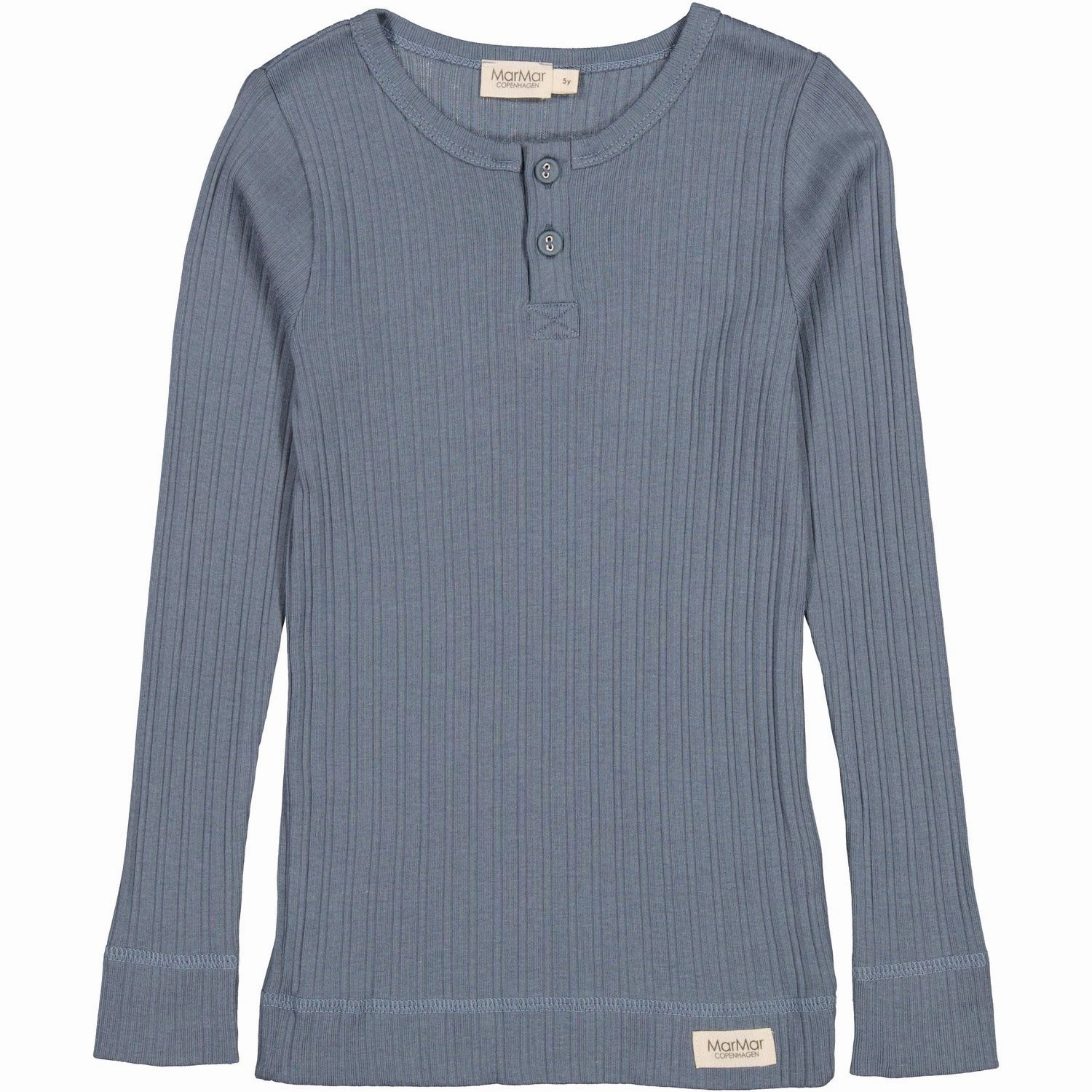 Ruffle MarMar Modal Broad Rib Stormy Blue Blouse Distinctive