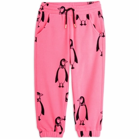 Ruffle Mini Rodini Pink Penguin Fleece Pants Nylon