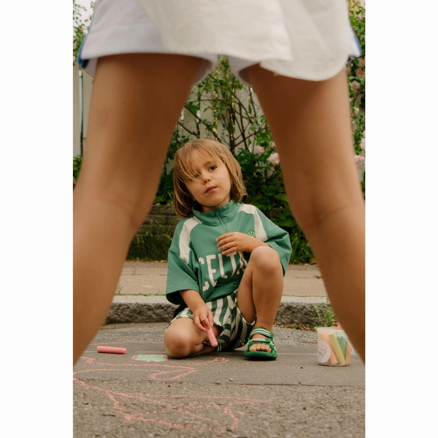 Running shoes Bisgaard Emerald Green Stripes Trine Kjr X Addie Sandal