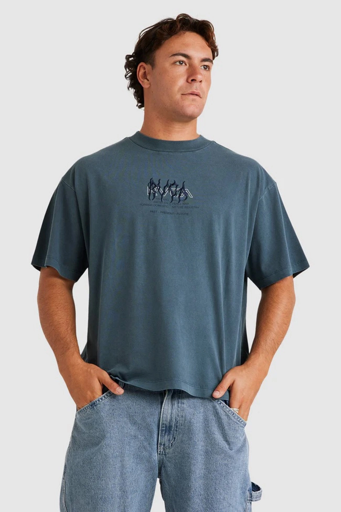 RVCA Drip Short Sleeve Tee Petrol Blue quiz sale sale agreement