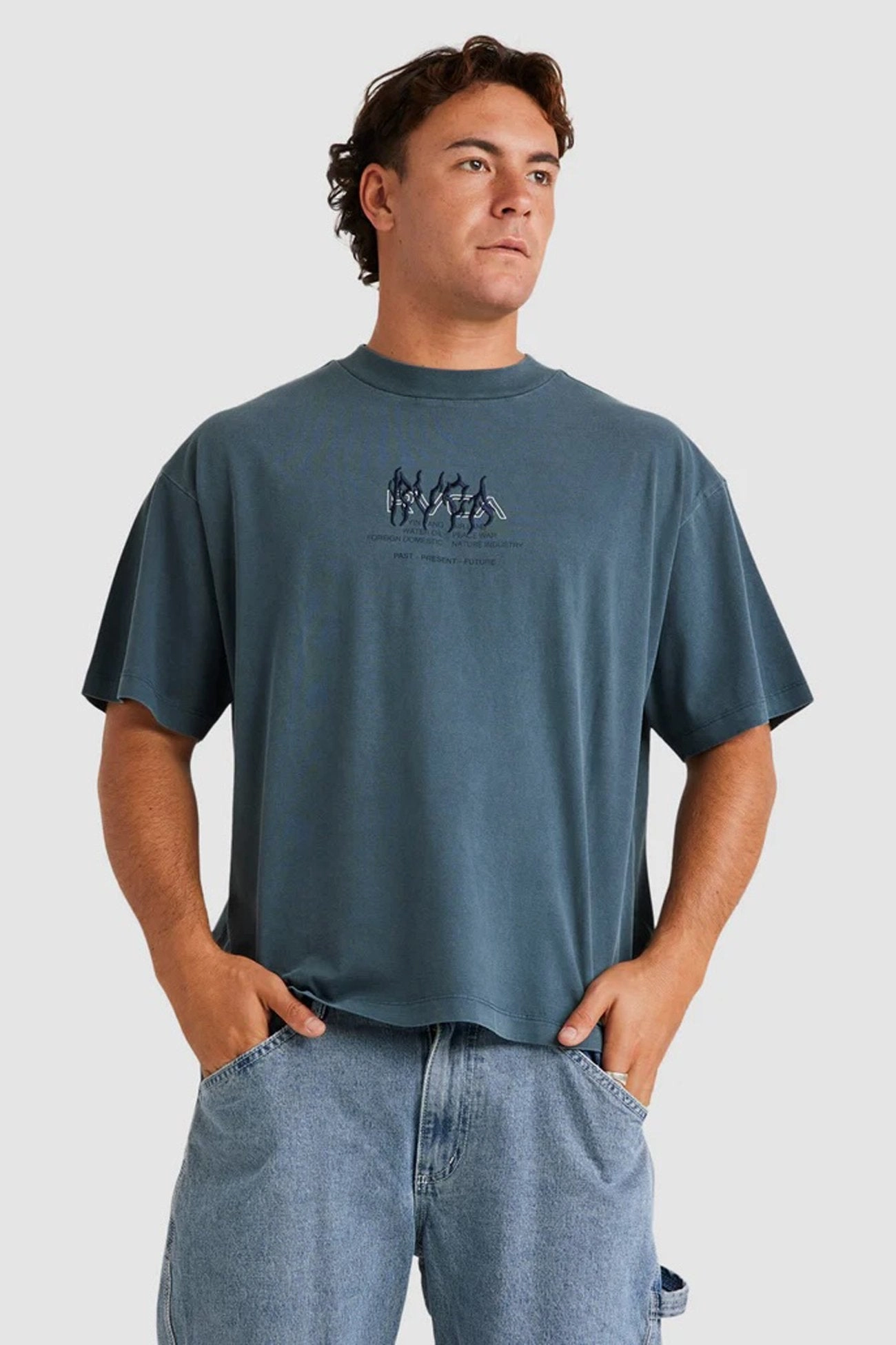 RVCA Drip Short Sleeve Tee Petrol Blue quiz sale sale agreement