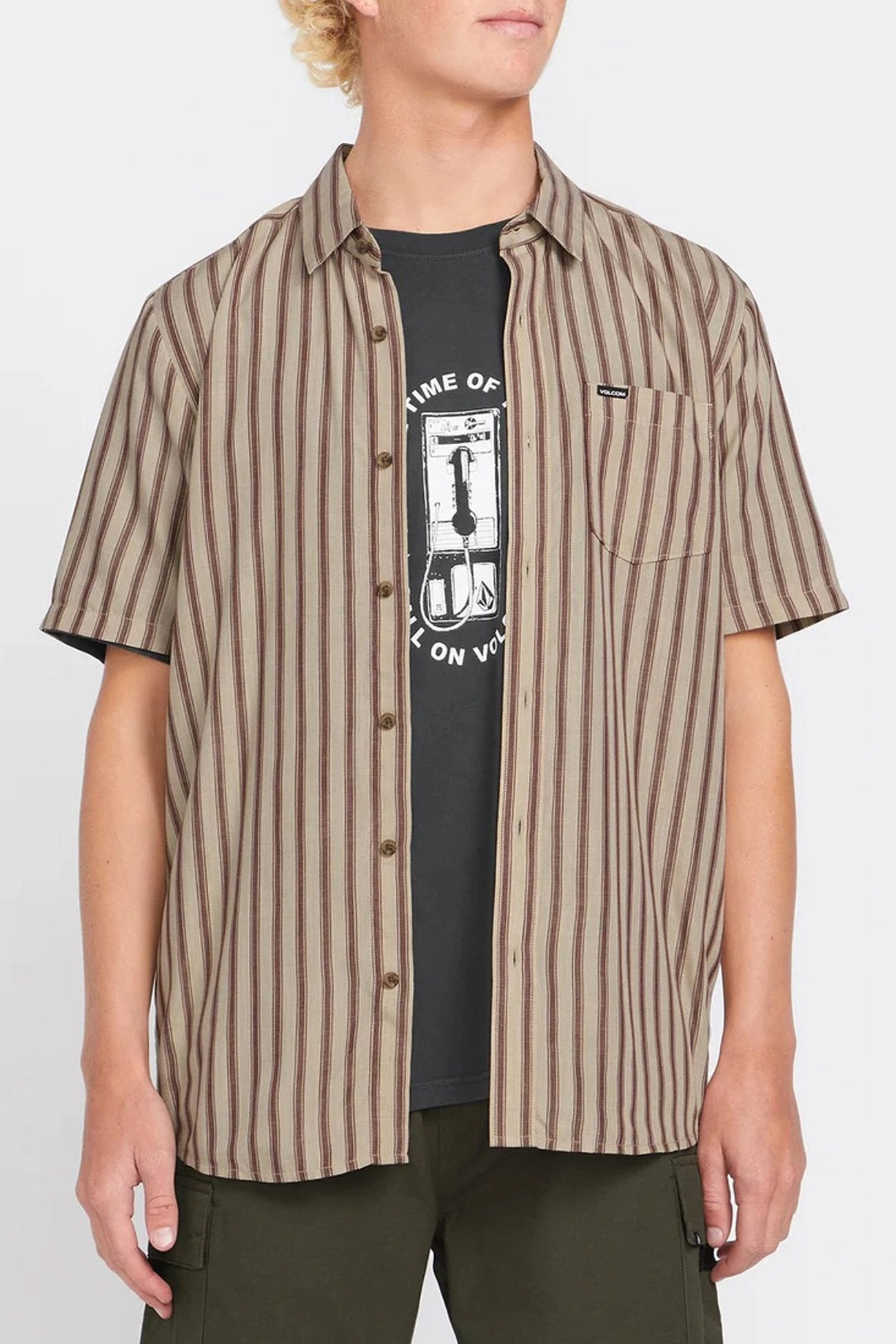 sale baby clothes Arvostripe Woven Short Sleeve Shirt Light Khaki