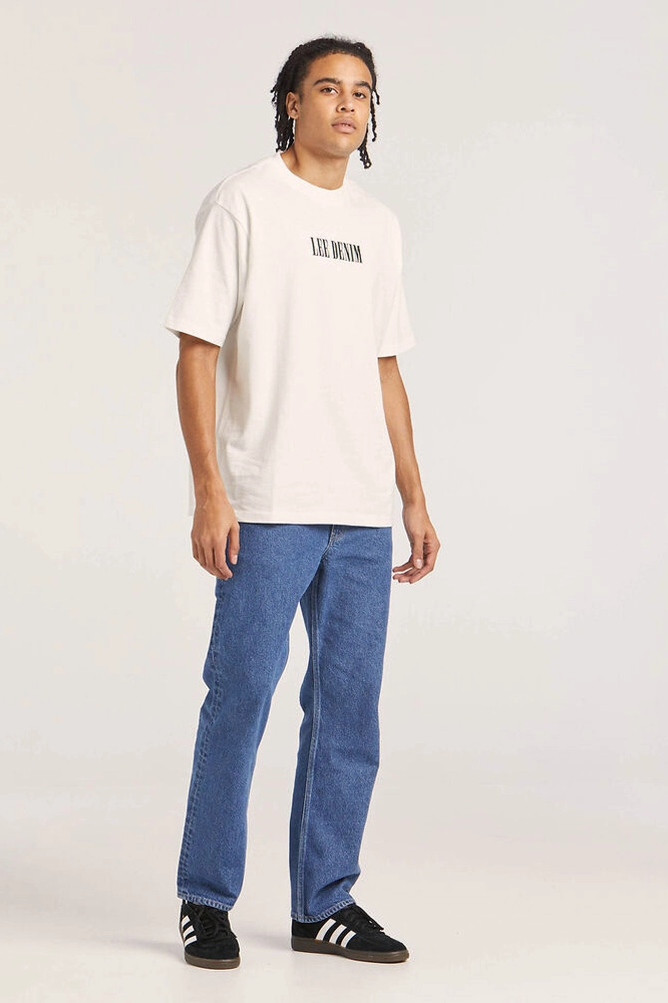 sale banner L-Three Straight Jean Satisfaction Indigo