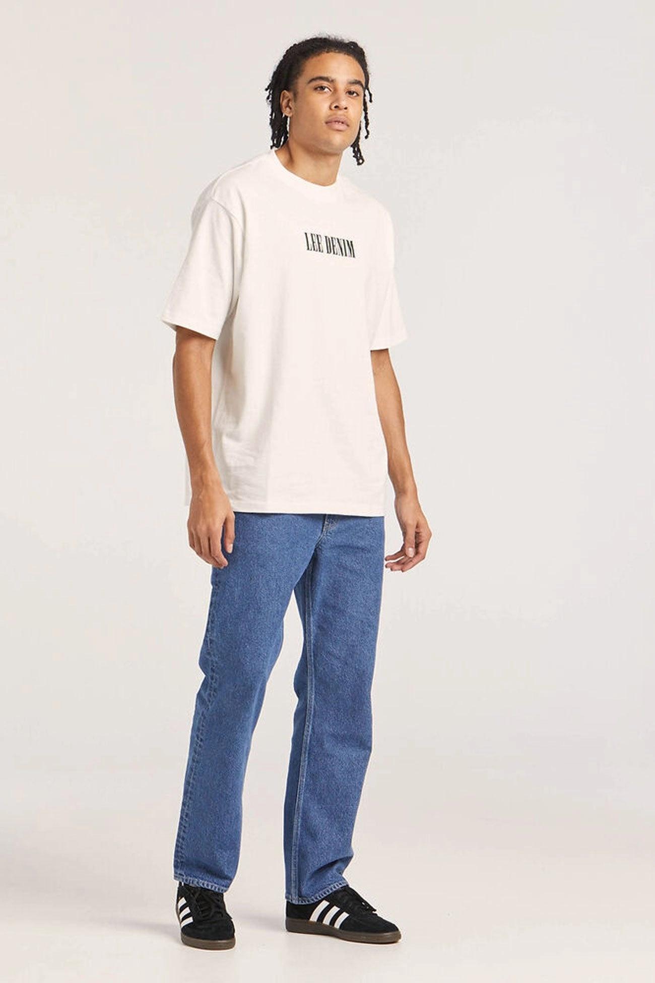 sale banner L-Three Straight Jean Satisfaction Indigo