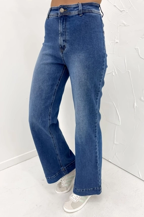sale fashion Mahnee Flare Jean Mid Blue vape sale