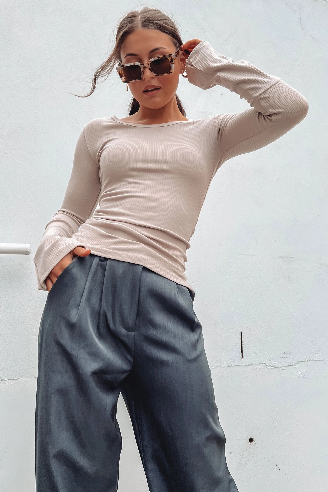 Tylar Lounge Rib Long Sleeve Oat Marle sale fish sale at shoprite