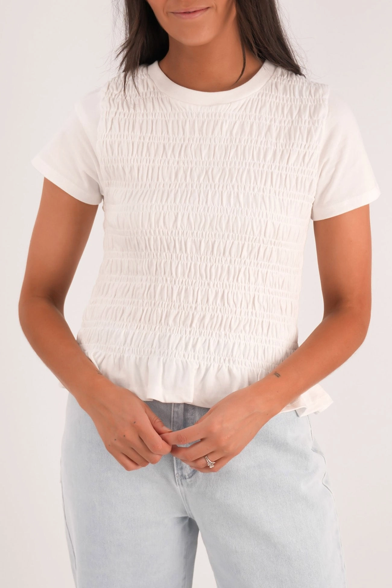 sale sharks Astor Rouched Tee White