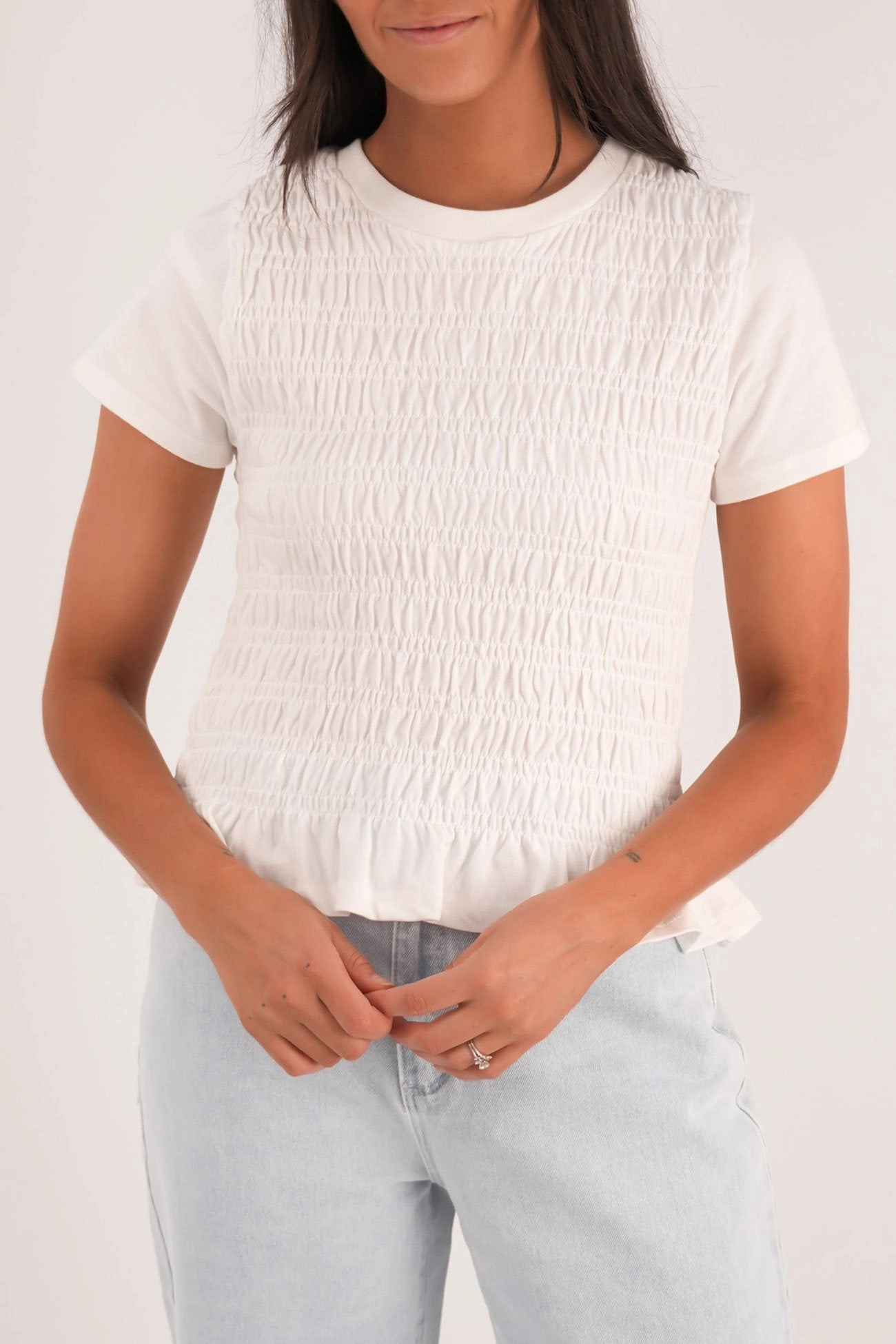 sale sharks Astor Rouched Tee White