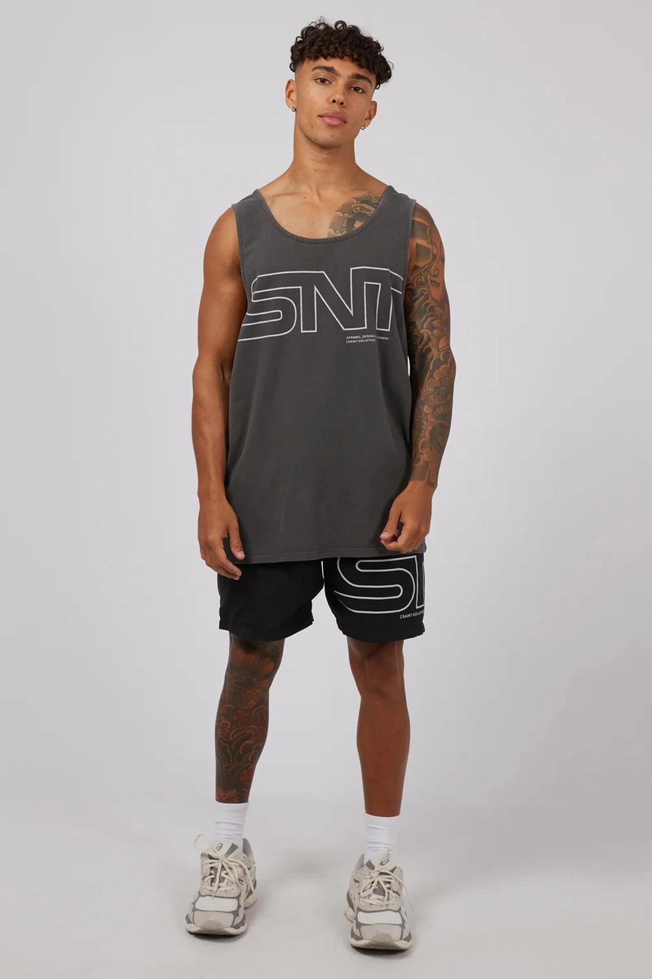 sale tag Link Singlet Washed Black