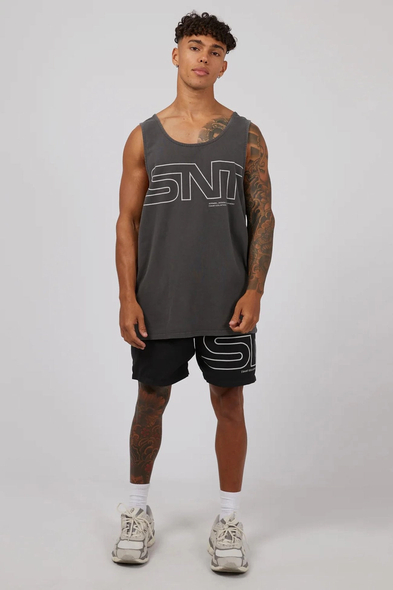 sale tag Link Singlet Washed Black
