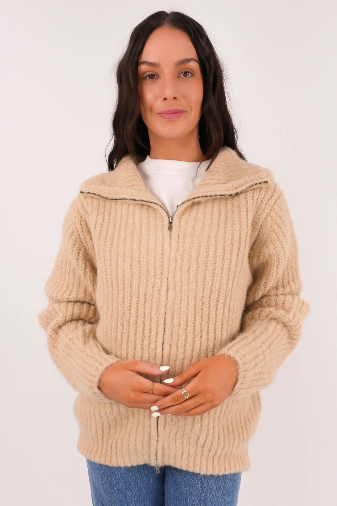 sale tilbari Jethra Zip Thru Jumper Beige