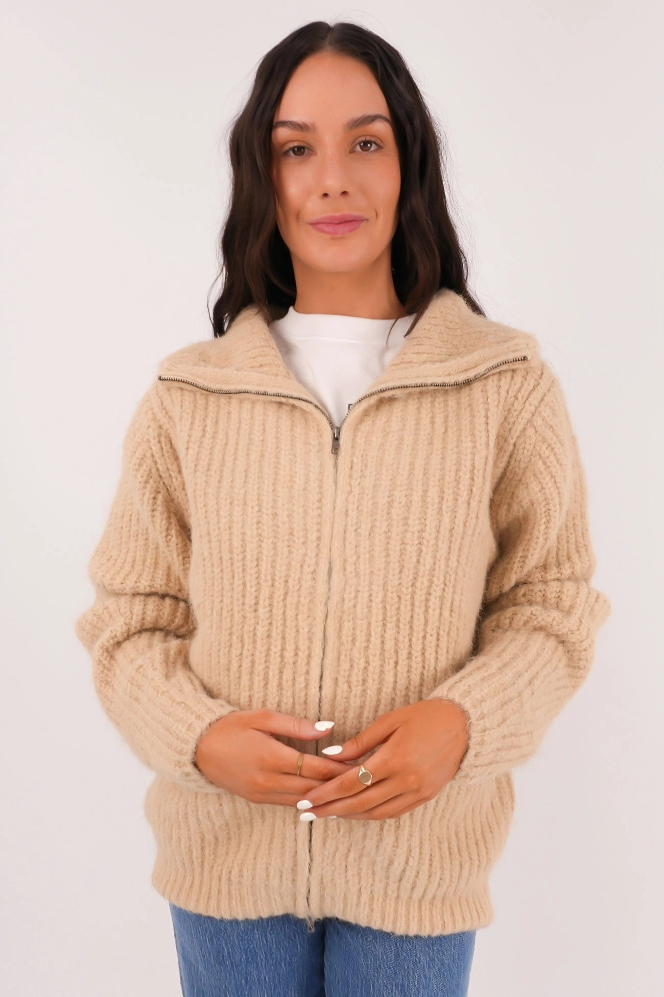 sale tilbari Jethra Zip Thru Jumper Beige