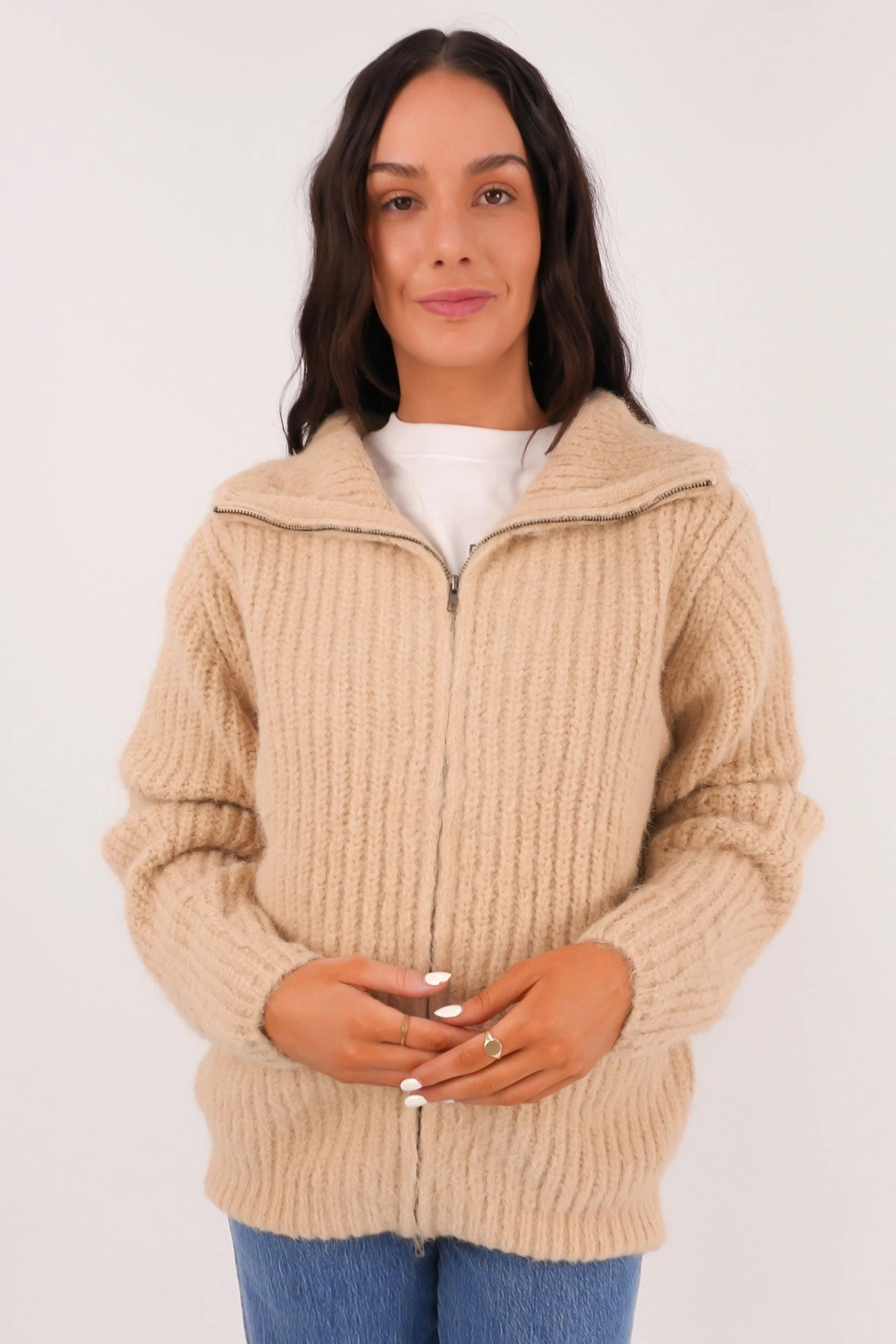 sale tilbari Jethra Zip Thru Jumper Beige