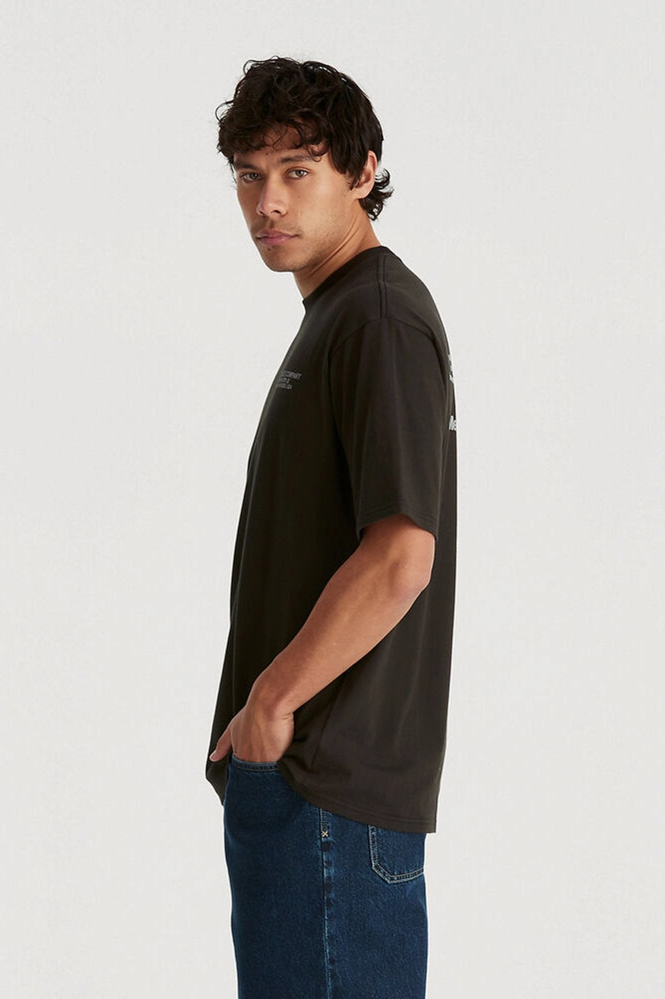 sale today Work Clothes Baggy Tee Worn Black