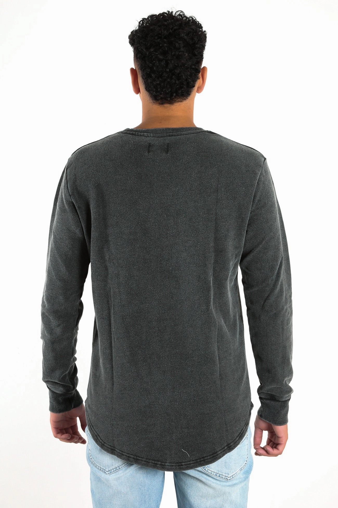 sales counter Curved Hem Crew Acid Black