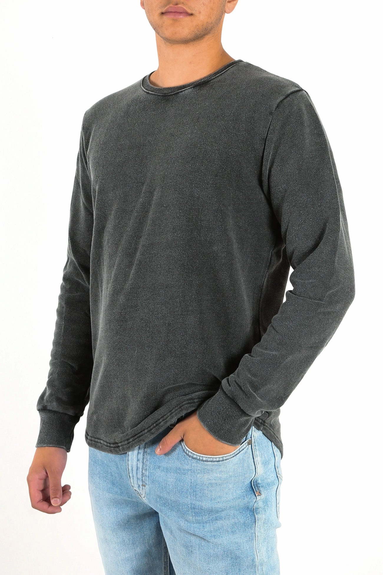 sales counter Curved Hem Crew Acid Black easter sale