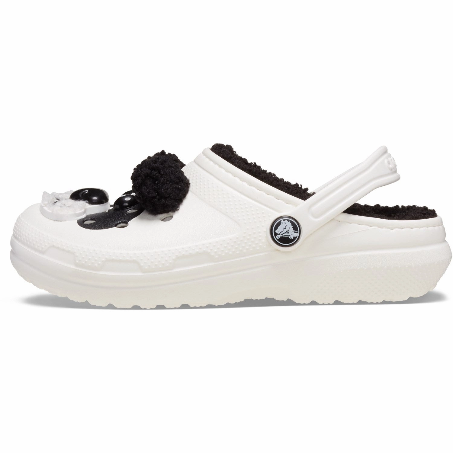 Sandals Crocs Chalk/Black Classic Lined IAM Panda Bear Clog K