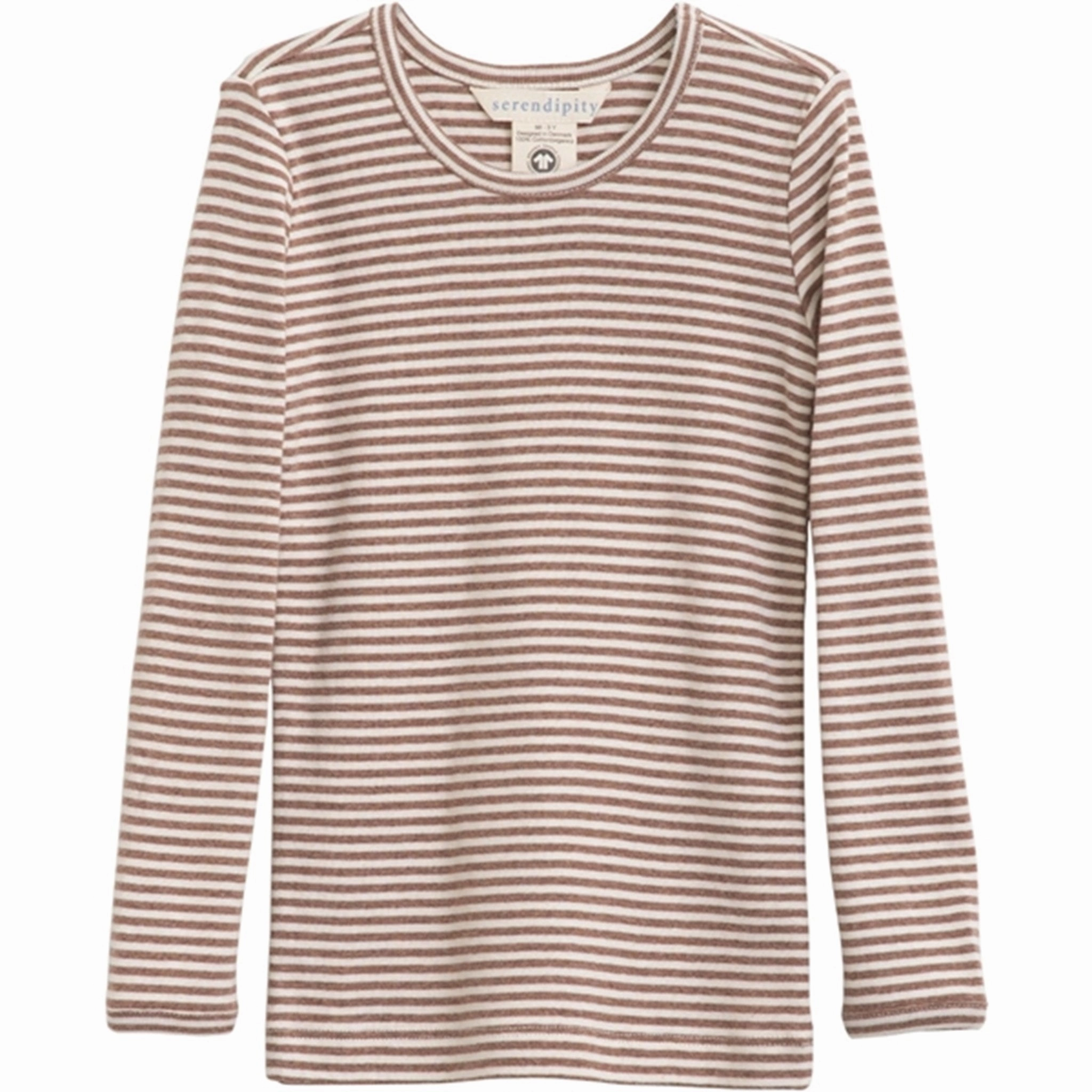 Serendipity Acorn/Offwhite Slim Blouse Stripe Sophisticated Elegance