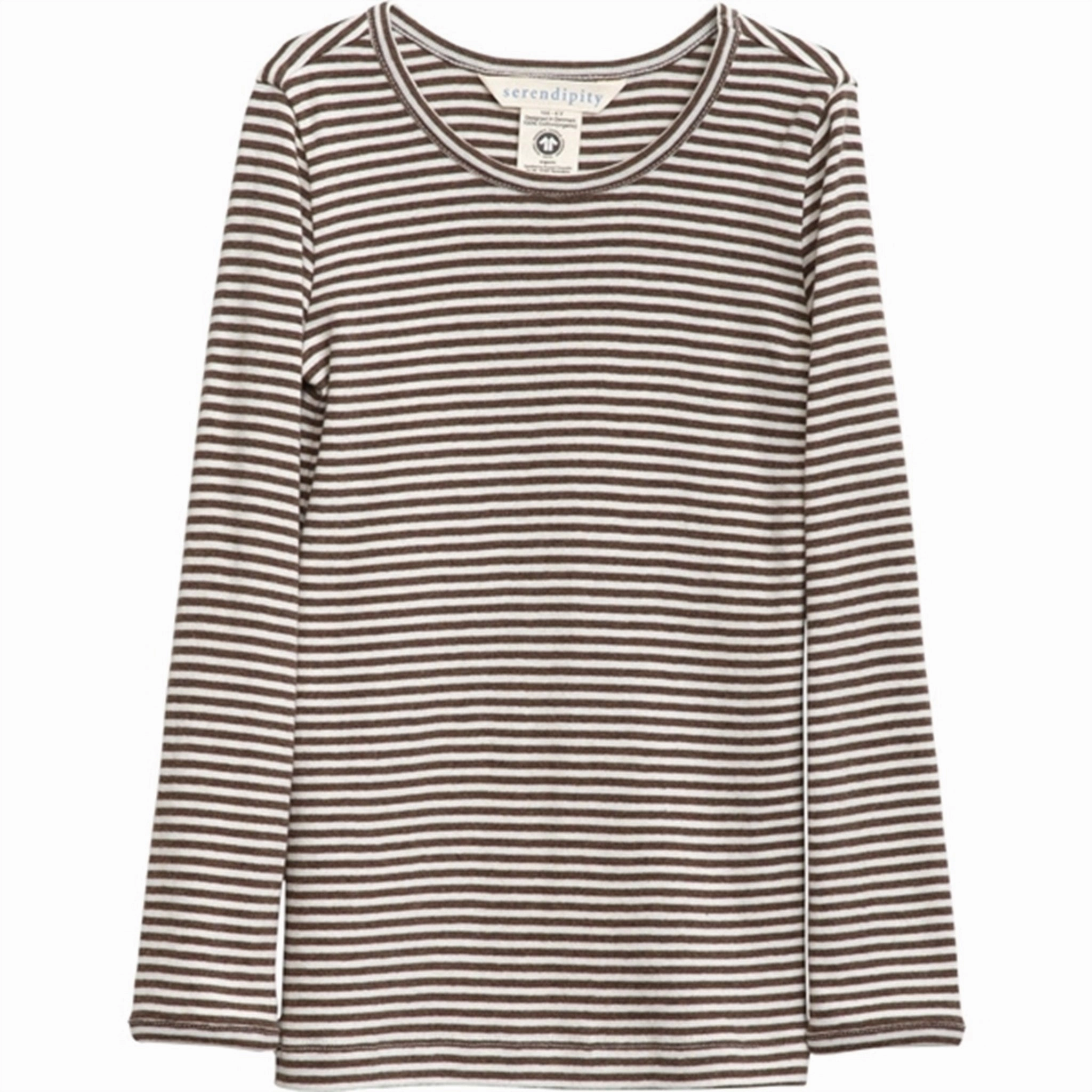 Serendipity Chestnut/Offwhite Slim Blouse Stripe Pristine Retro