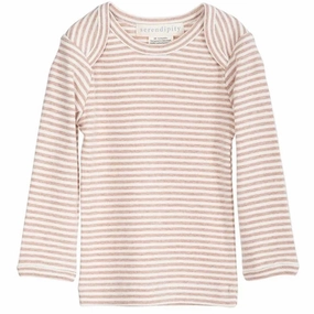 Serendipity Clay/Offwhite Rib Baby Tee Stripe Blouse Valuable Regal