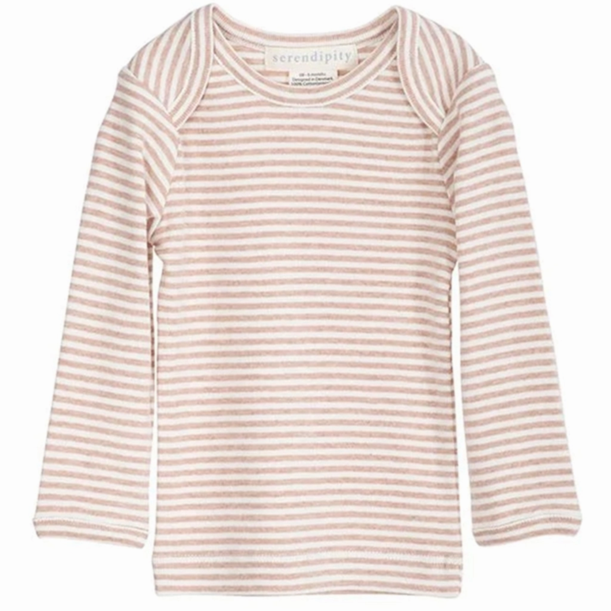 Sought-after Serendipity Clay/Offwhite Rib Baby Tee Stripe Blouse Premium Quality
