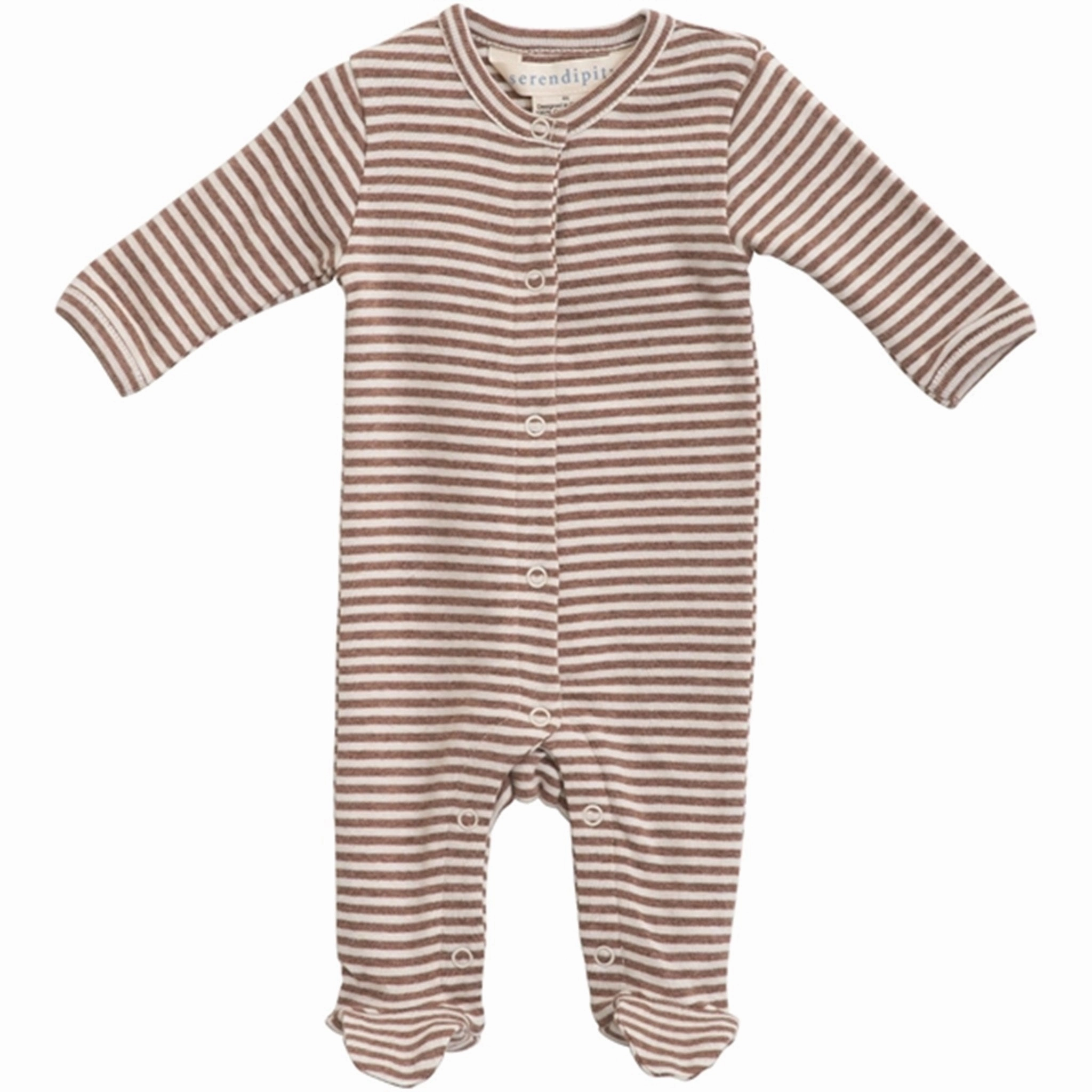 Serendipity Newborn Acorn/Offwhite Stripe Suit w. Feet Legendary Eco-friendly